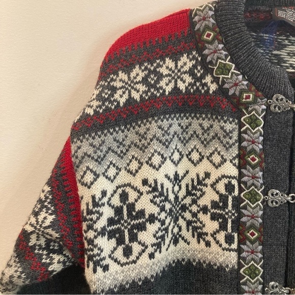NORWOOL Sz S Setesdal 100% Wool Fair Isle  Style Ornate Design Buttons Cardigan - Picture 4 of 10